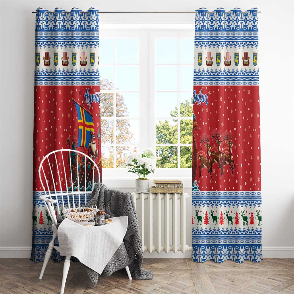Aland Viking Santa Christmas Window Curtain Funny Reindeer Norse Xmas - Wonder Print Shop