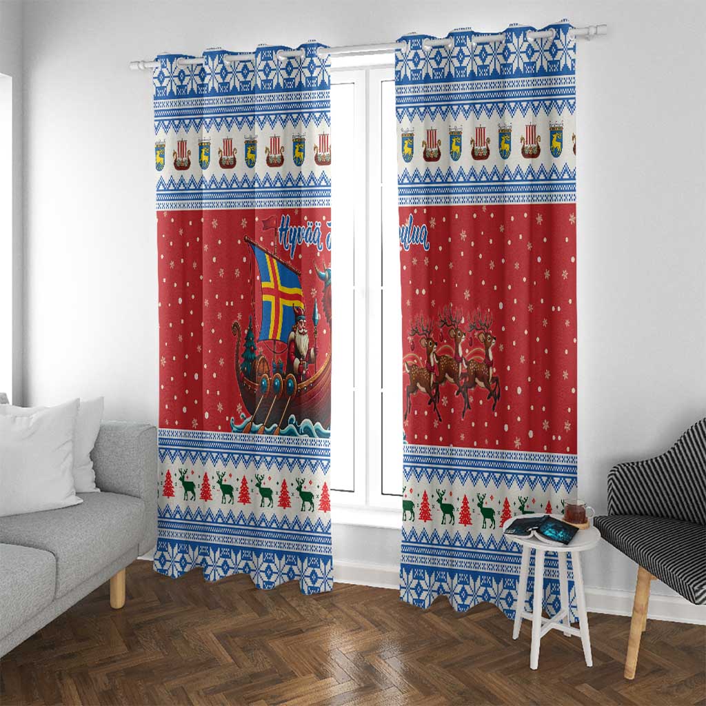 Aland Viking Santa Christmas Window Curtain Funny Reindeer Norse Xmas - Wonder Print Shop