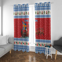 Aland Viking Santa Christmas Window Curtain Funny Reindeer Norse Xmas - Wonder Print Shop