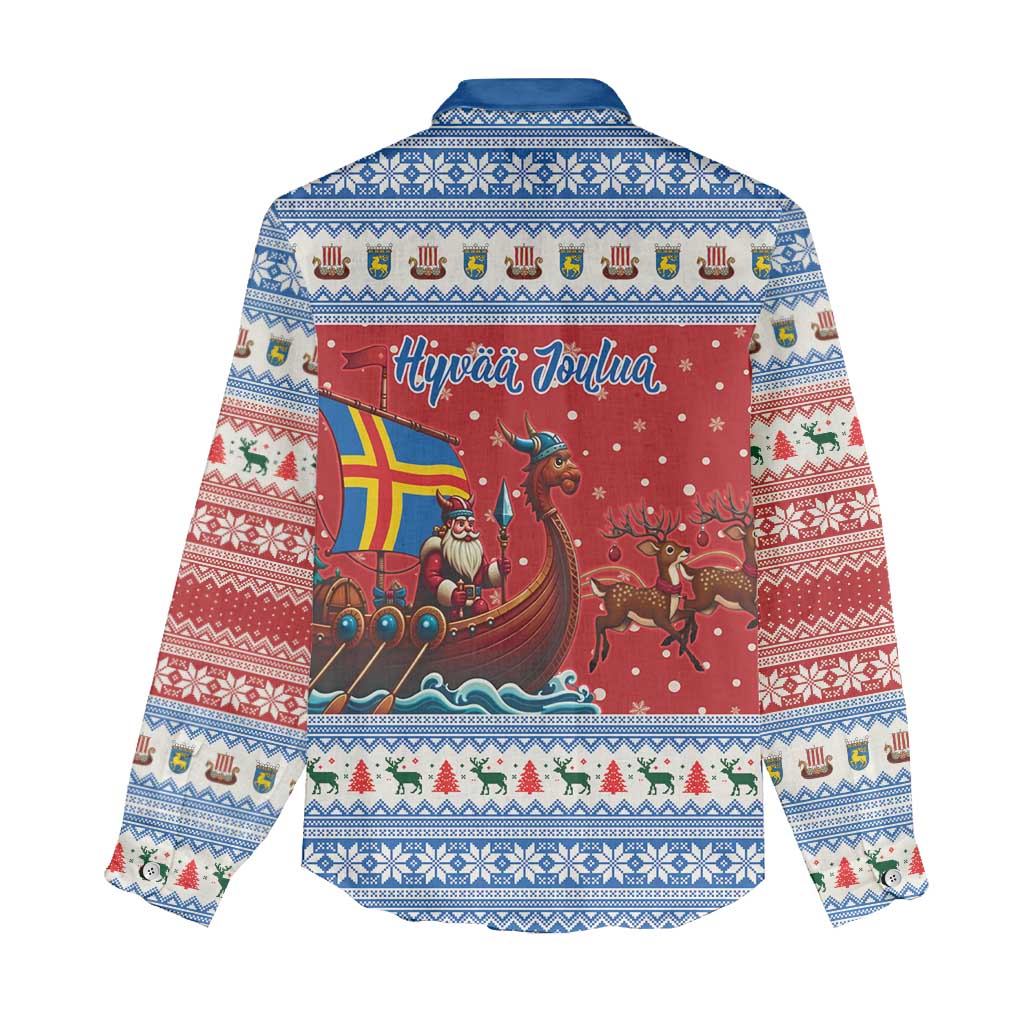 Aland Viking Santa Christmas Women Casual Shirt Funny Reindeer Norse Xmas - Wonder Print Shop