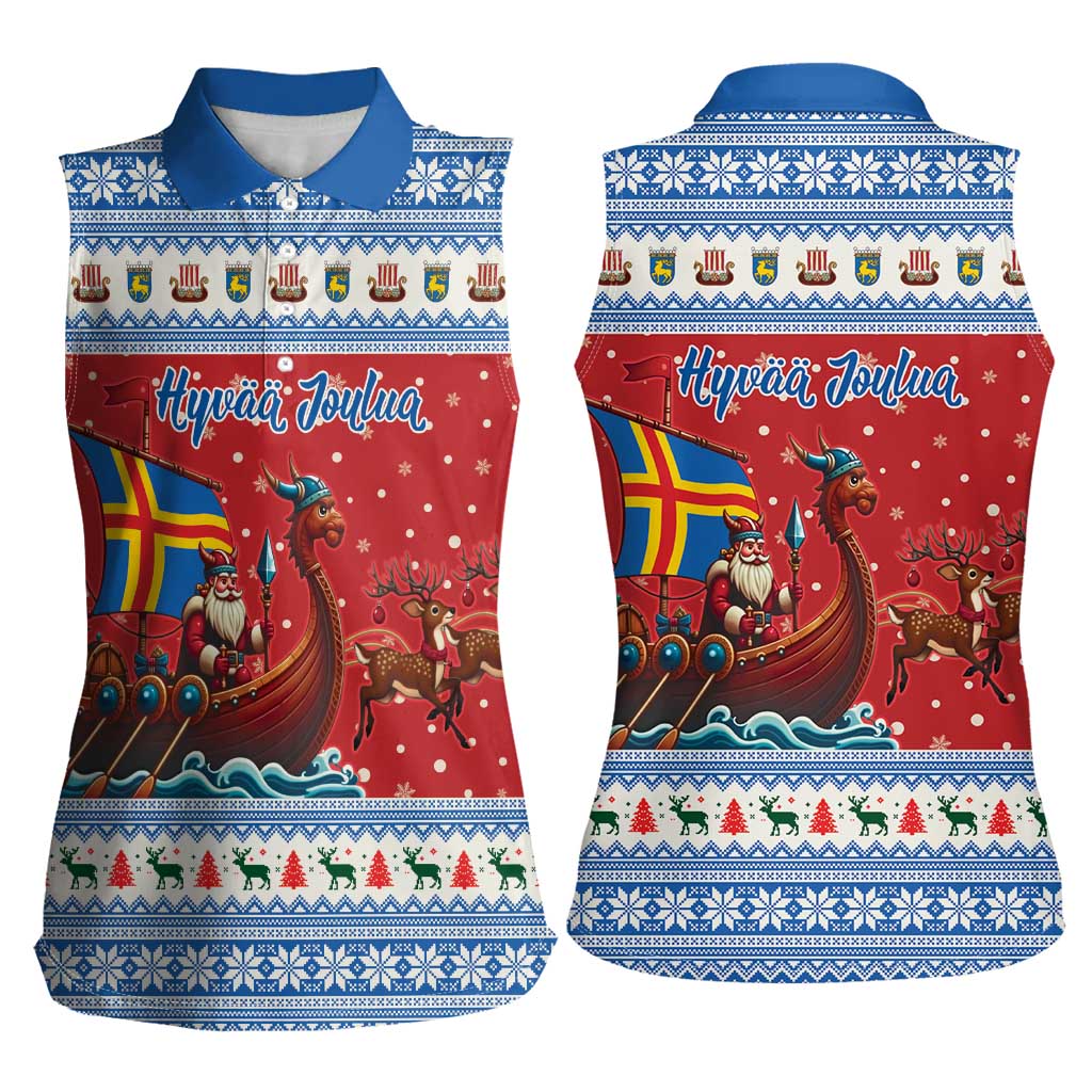 Aland Viking Santa Christmas Women Sleeveless Polo Shirt Funny Reindeer Norse Xmas - Wonder Print Shop