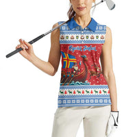 Aland Viking Santa Christmas Women Sleeveless Polo Shirt Funny Reindeer Norse Xmas - Wonder Print Shop