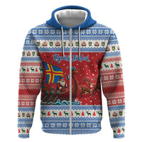 Aland Viking Santa Christmas Zip Hoodie Funny Reindeer Norse Xmas - Wonder Print Shop
