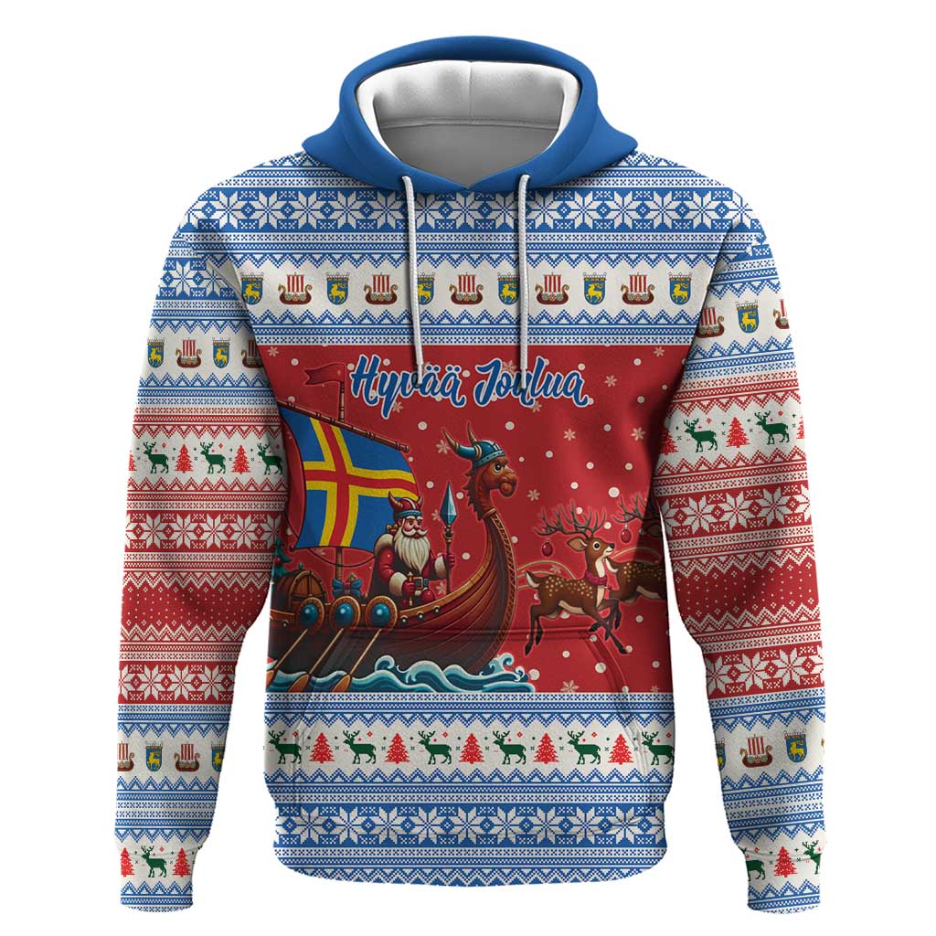 Aland Viking Santa Christmas Zip Hoodie Funny Reindeer Norse Xmas - Wonder Print Shop
