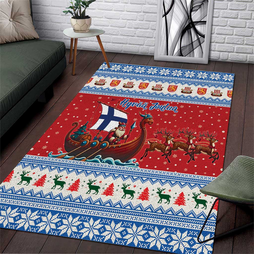 Finland Viking Santa Christmas Area Rug Funny Reindeer Norse Xmas - Wonder Print Shop
