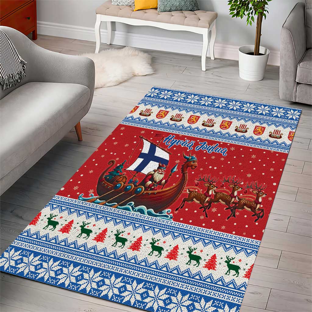 Finland Viking Santa Christmas Area Rug Funny Reindeer Norse Xmas - Wonder Print Shop