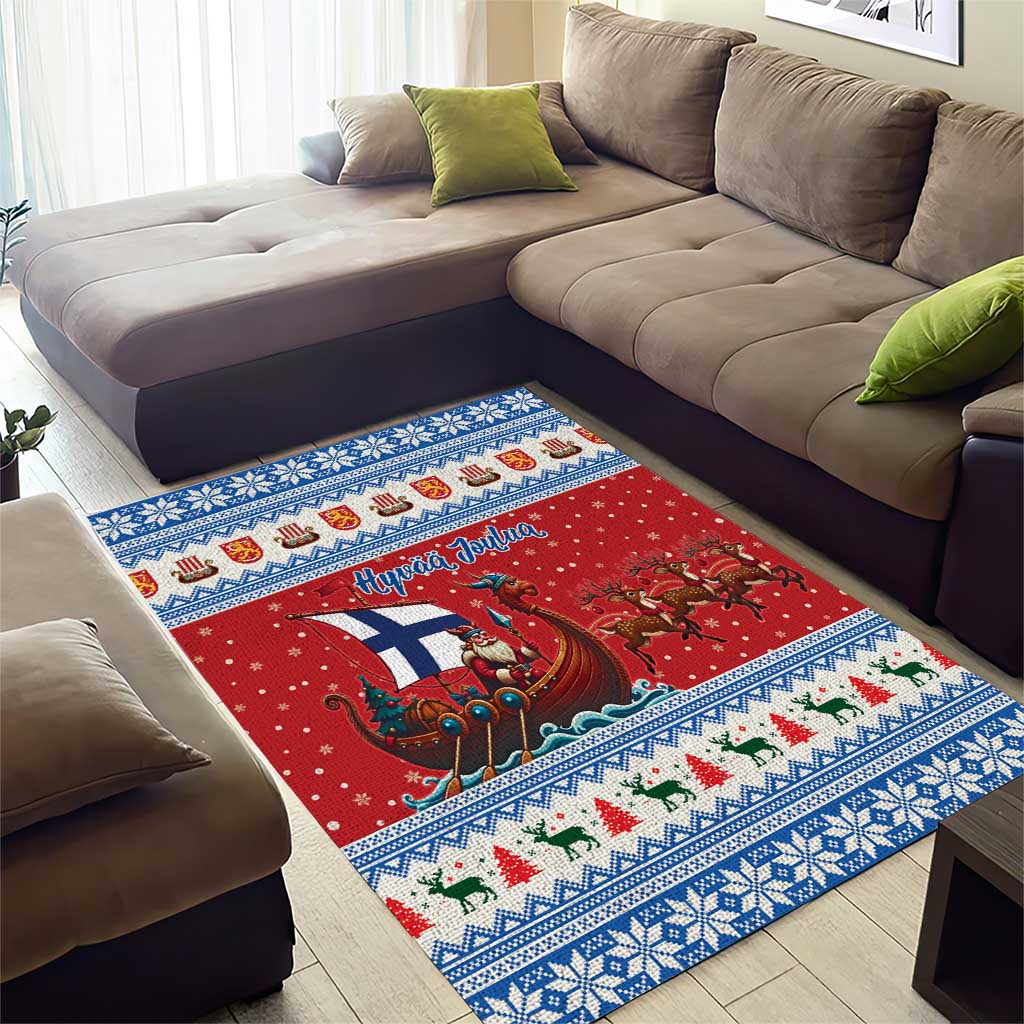 Finland Viking Santa Christmas Area Rug Funny Reindeer Norse Xmas - Wonder Print Shop