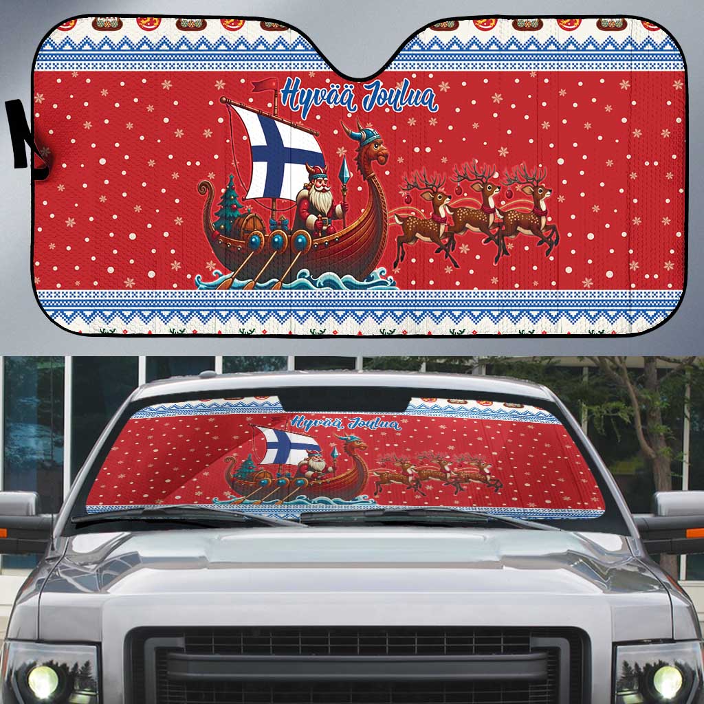 Finland Viking Santa Christmas Auto Sun Shade Funny Reindeer Norse Xmas - Wonder Print Shop