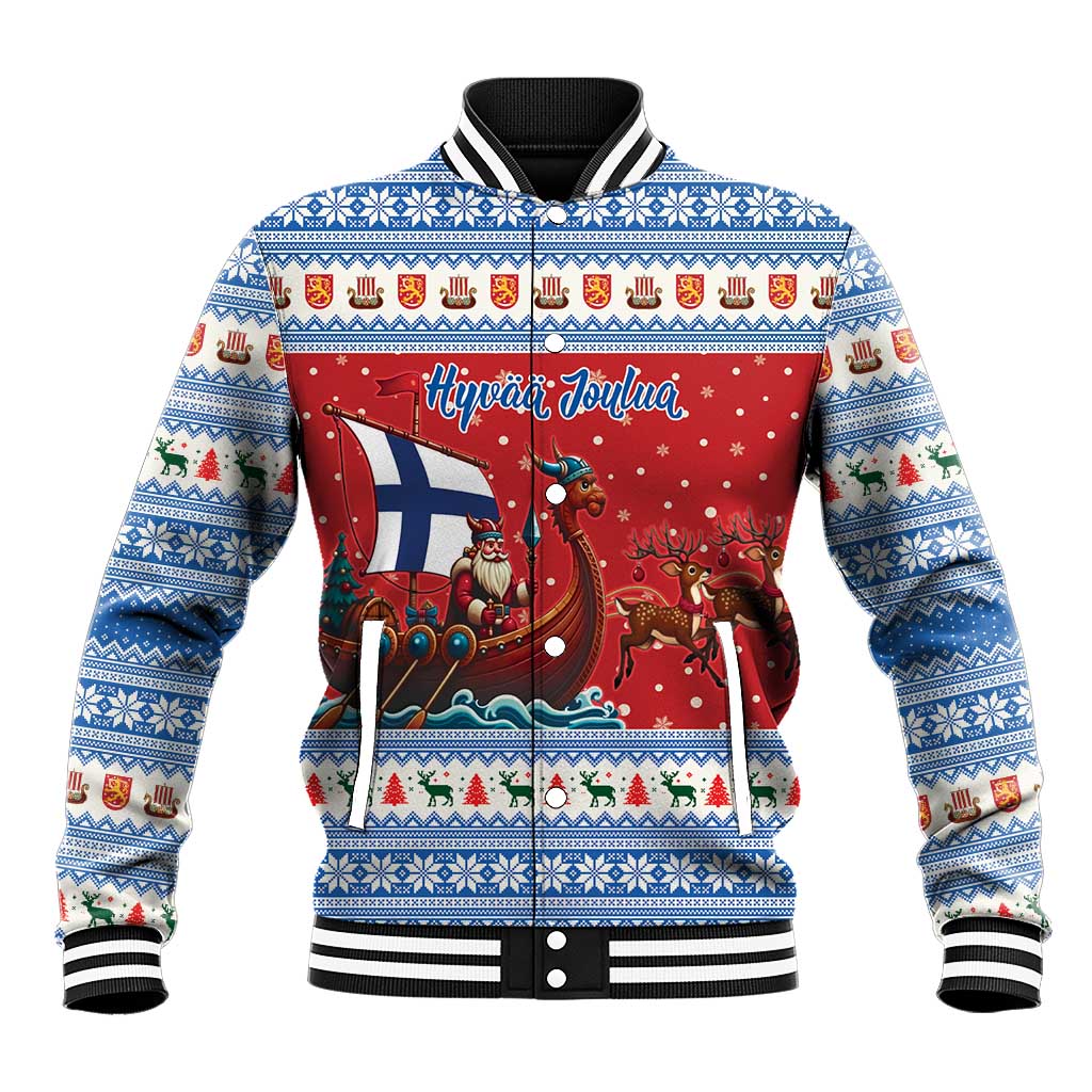 Finland Viking Santa Christmas Baseball Jacket Funny Reindeer Norse Xmas - Wonder Print Shop