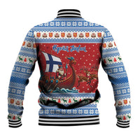 Finland Viking Santa Christmas Baseball Jacket Funny Reindeer Norse Xmas - Wonder Print Shop
