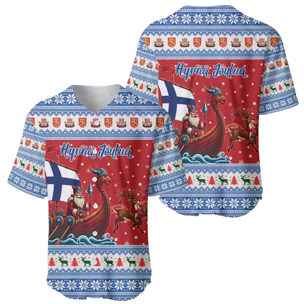 Finland Viking Santa Christmas Baseball Jersey Funny Reindeer Norse Xmas - Wonder Print Shop