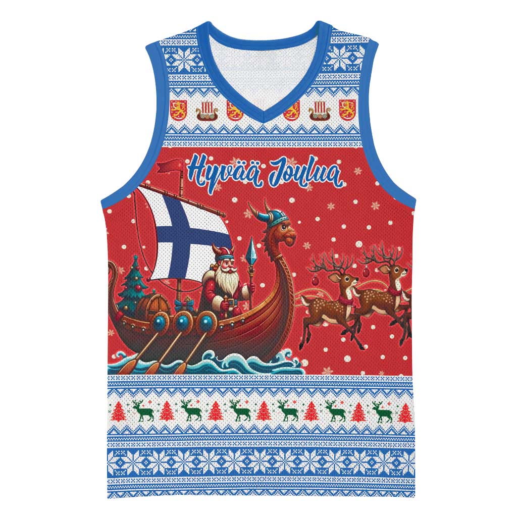 Finland Viking Santa Christmas Basketball Jersey Funny Reindeer Norse Xmas - Wonder Print Shop