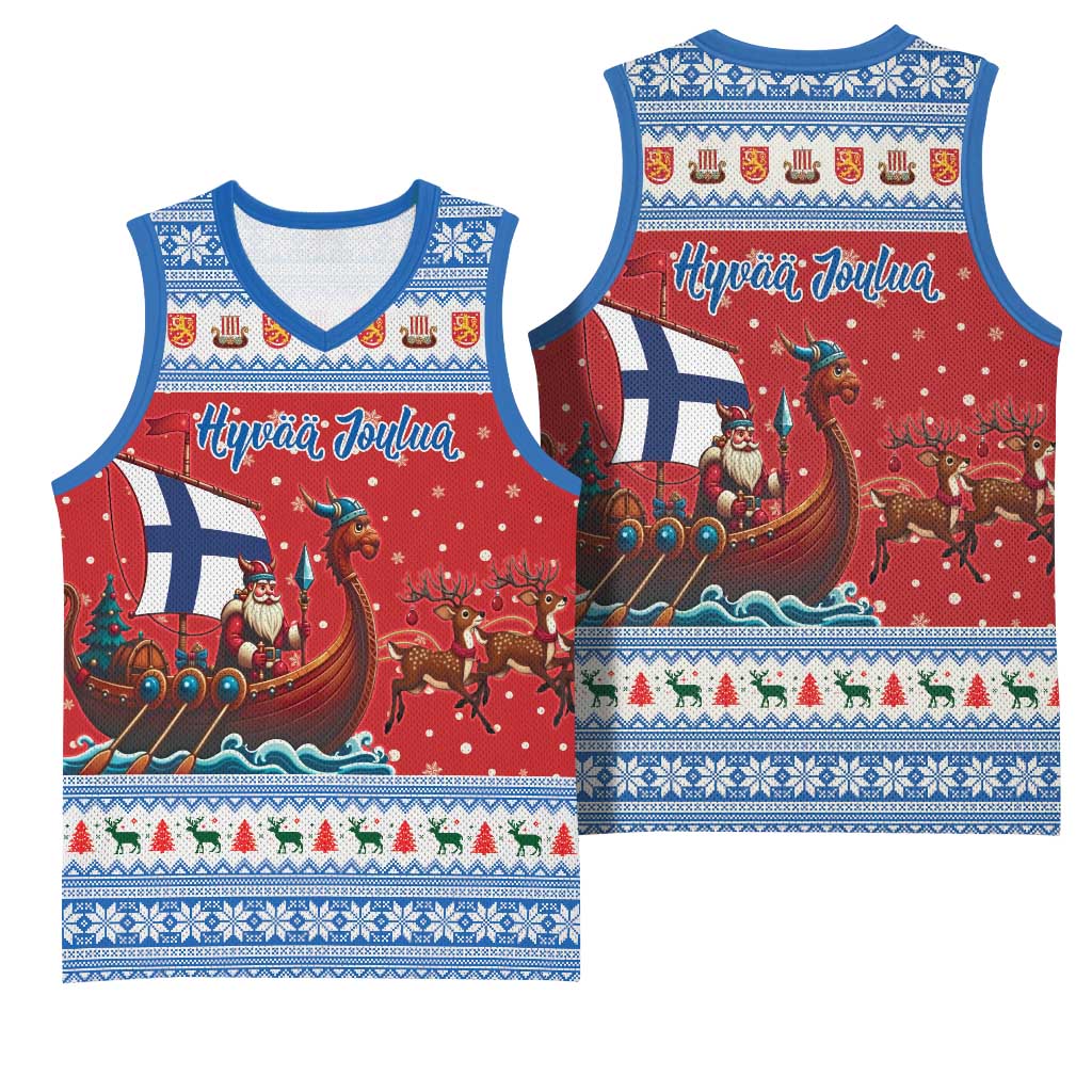 Finland Viking Santa Christmas Basketball Jersey Funny Reindeer Norse Xmas - Wonder Print Shop