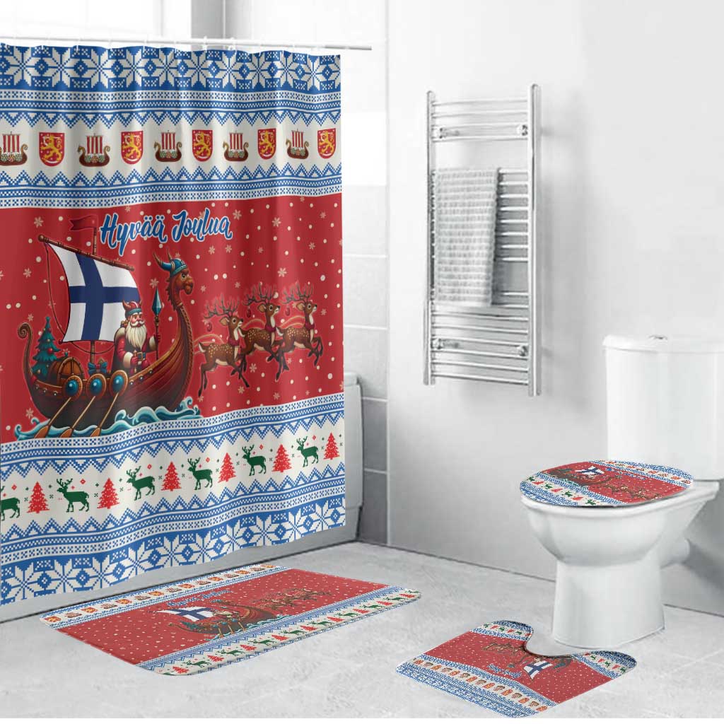 Finland Viking Santa Christmas Bathroom Set Funny Reindeer Norse Xmas - Wonder Print Shop