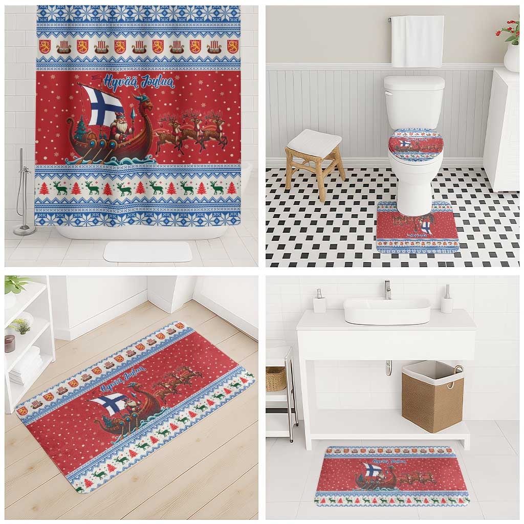 Finland Viking Santa Christmas Bathroom Set Funny Reindeer Norse Xmas - Wonder Print Shop