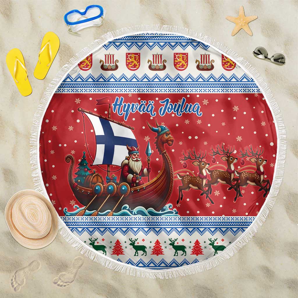 Finland Viking Santa Christmas Beach Blanket Funny Reindeer Norse Xmas - Wonder Print Shop