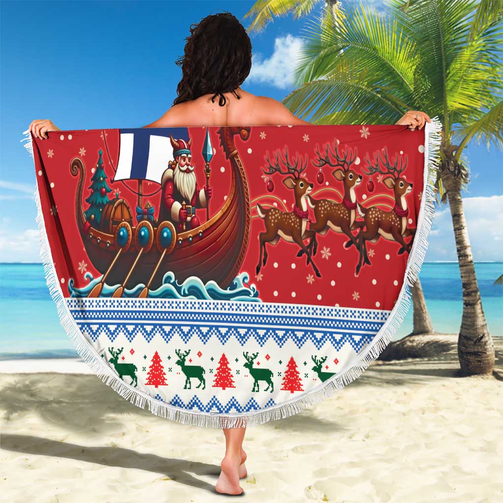 Finland Viking Santa Christmas Beach Blanket Funny Reindeer Norse Xmas - Wonder Print Shop