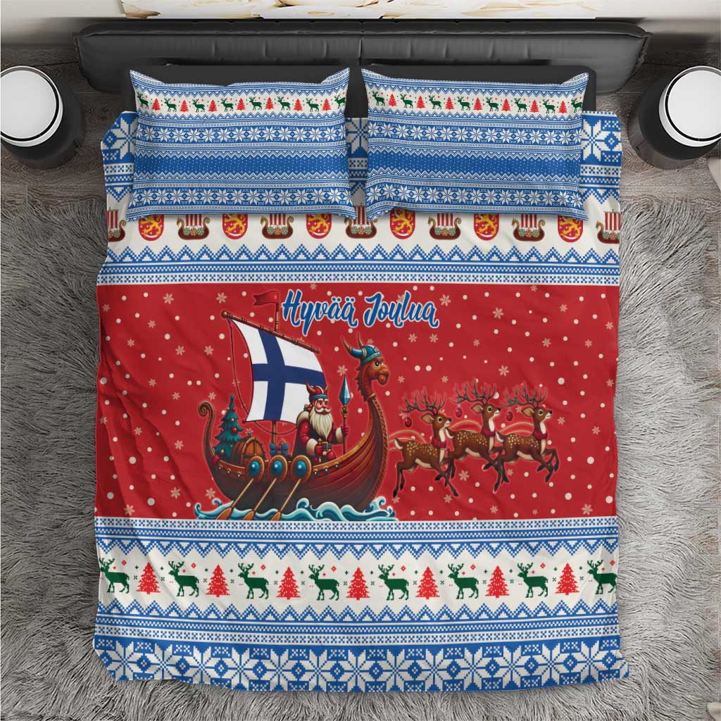 Finland Viking Santa Christmas Bedding Set Funny Reindeer Norse Xmas - Wonder Print Shop