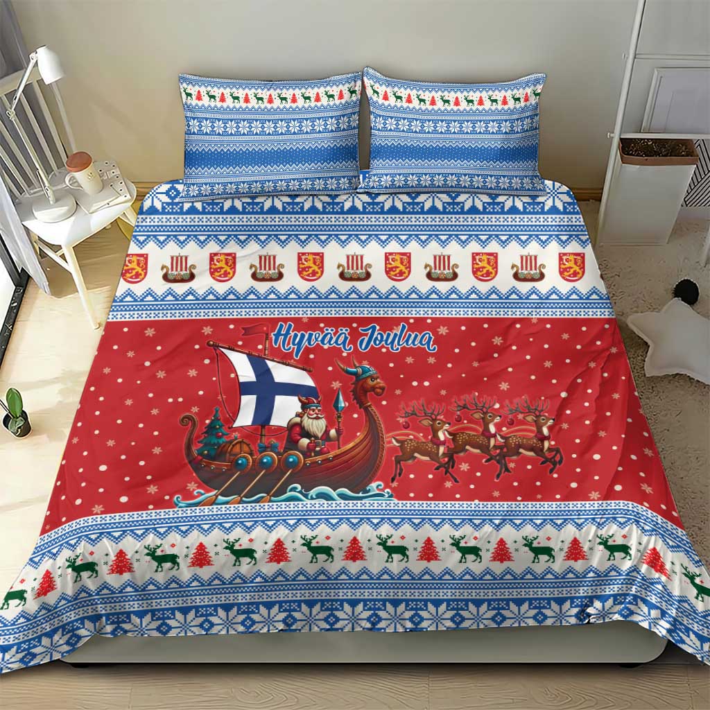 Finland Viking Santa Christmas Bedding Set Funny Reindeer Norse Xmas - Wonder Print Shop