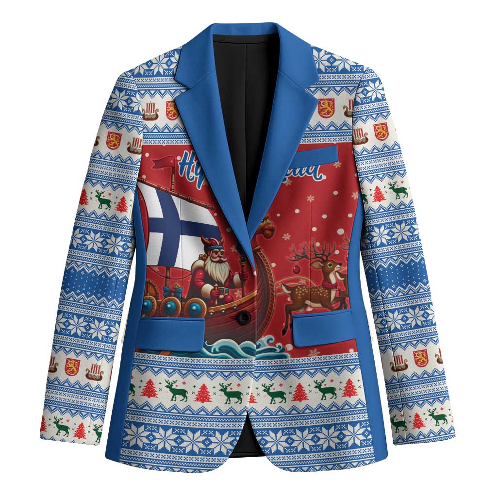 Finland Viking Santa Christmas Blazer Funny Reindeer Norse Xmas - Wonder Print Shop