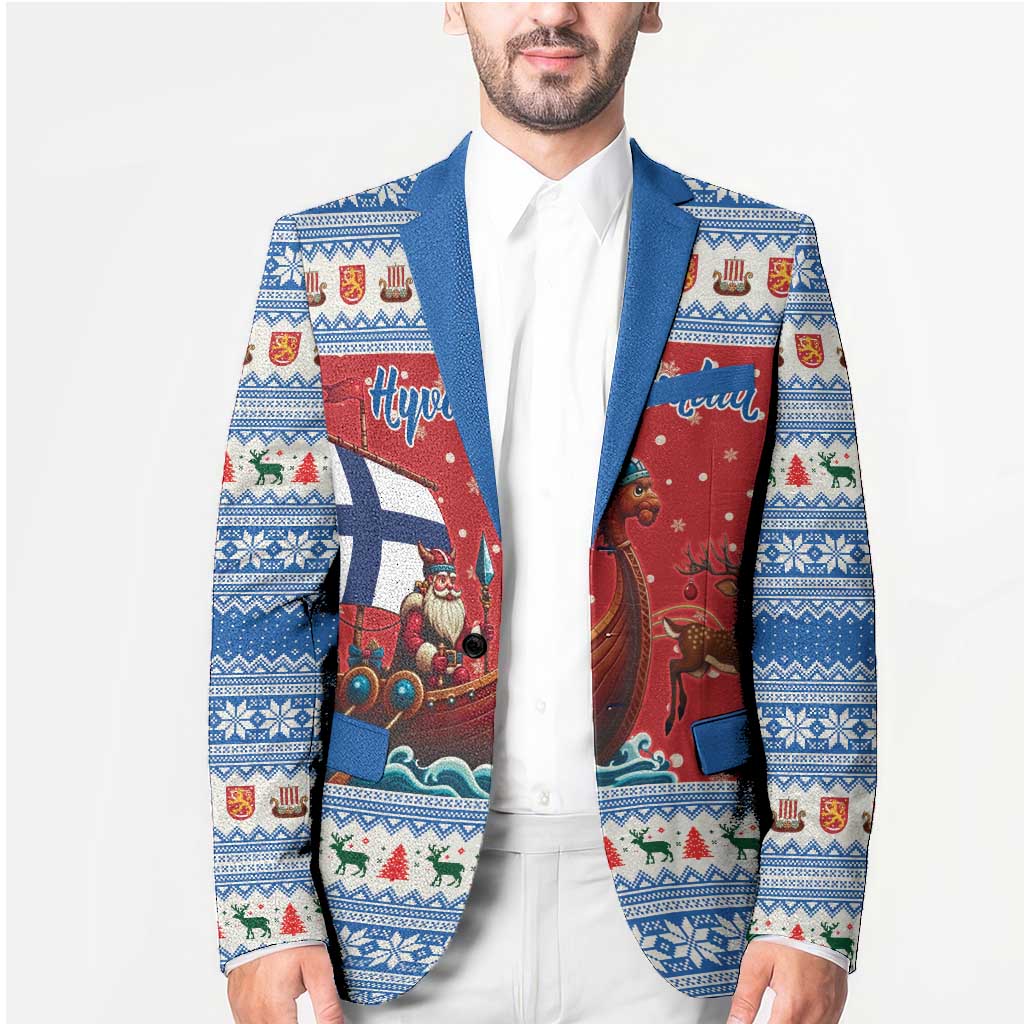 Finland Viking Santa Christmas Blazer Funny Reindeer Norse Xmas - Wonder Print Shop
