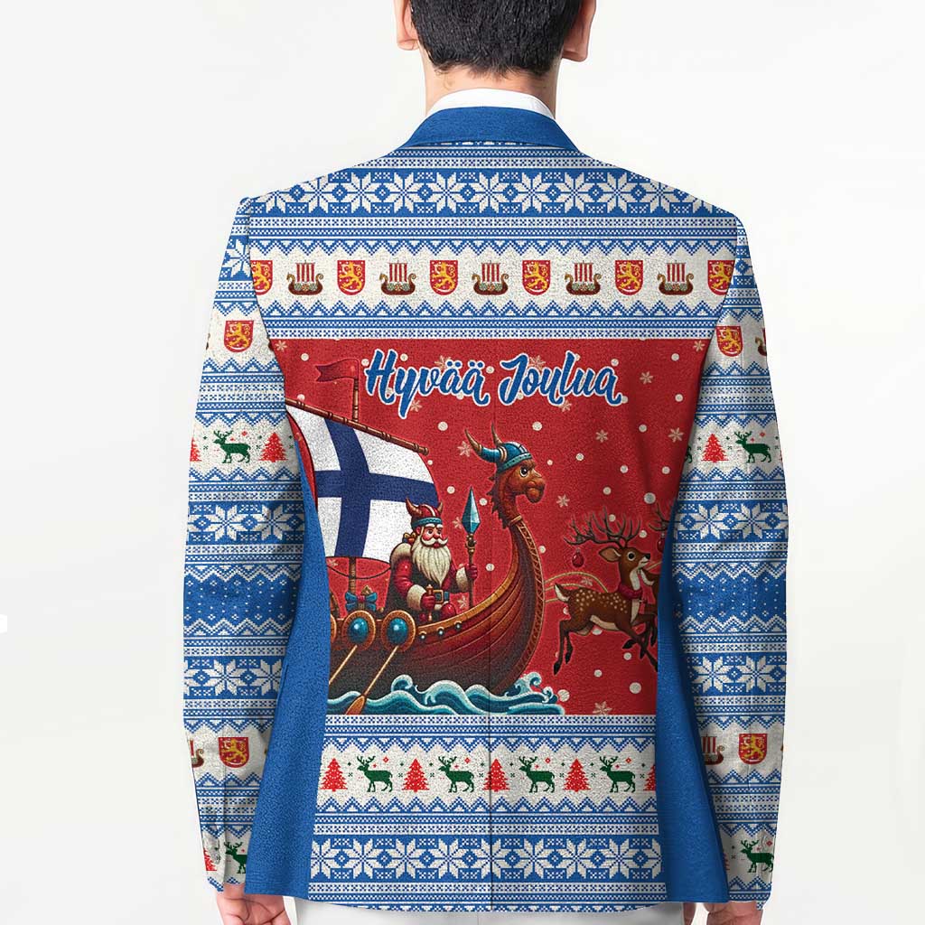 Finland Viking Santa Christmas Blazer Funny Reindeer Norse Xmas - Wonder Print Shop