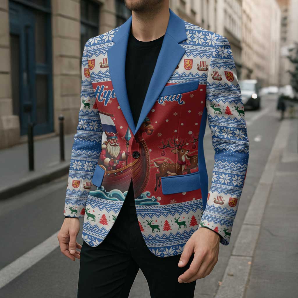 Finland Viking Santa Christmas Blazer Funny Reindeer Norse Xmas - Wonder Print Shop