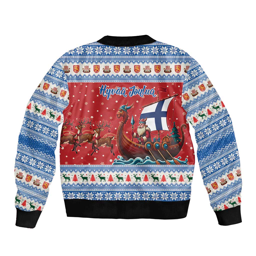 Finland Viking Santa Christmas Bomber Jacket Funny Reindeer Norse Xmas - Wonder Print Shop