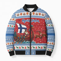 Finland Viking Santa Christmas Bomber Puffer Jacket Funny Reindeer Norse Xmas - Wonder Print Shop