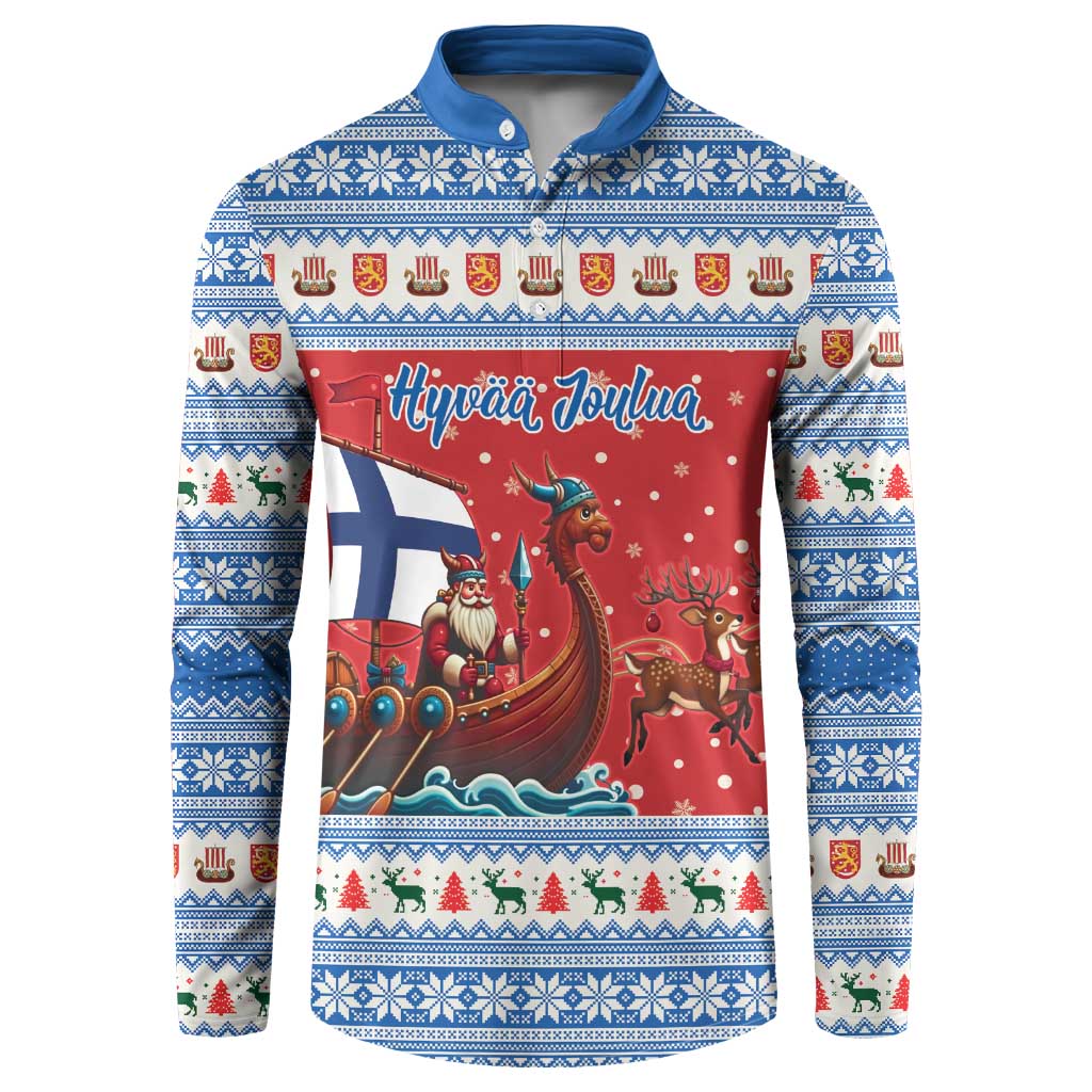 Finland Viking Santa Christmas Button Sweatshirt Funny Reindeer Norse Xmas - Wonder Print Shop