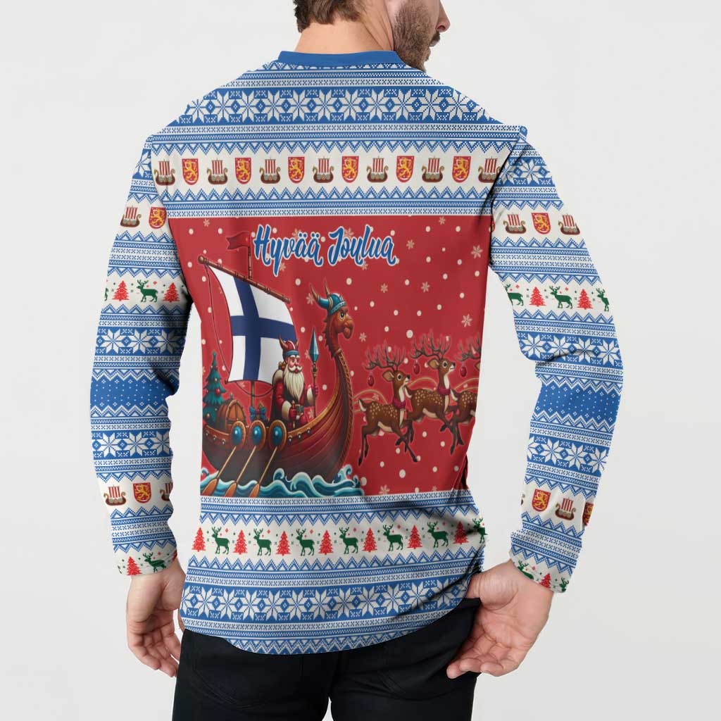 Finland Viking Santa Christmas Button Sweatshirt Funny Reindeer Norse Xmas - Wonder Print Shop