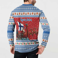 Finland Viking Santa Christmas Button Sweatshirt Funny Reindeer Norse Xmas - Wonder Print Shop