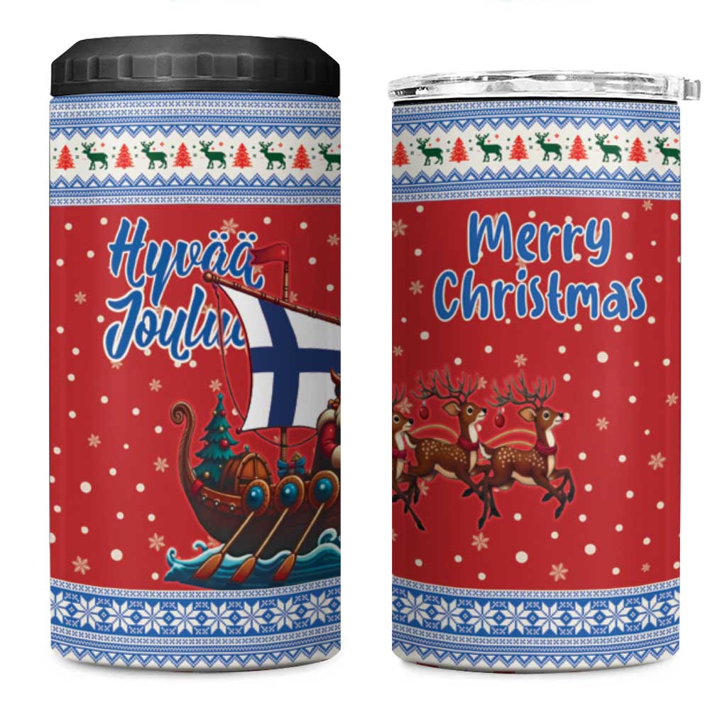 Finland Viking Santa Christmas 4 in 1 Can Cooler Tumbler Funny Reindeer Norse Xmas - Wonder Print Shop