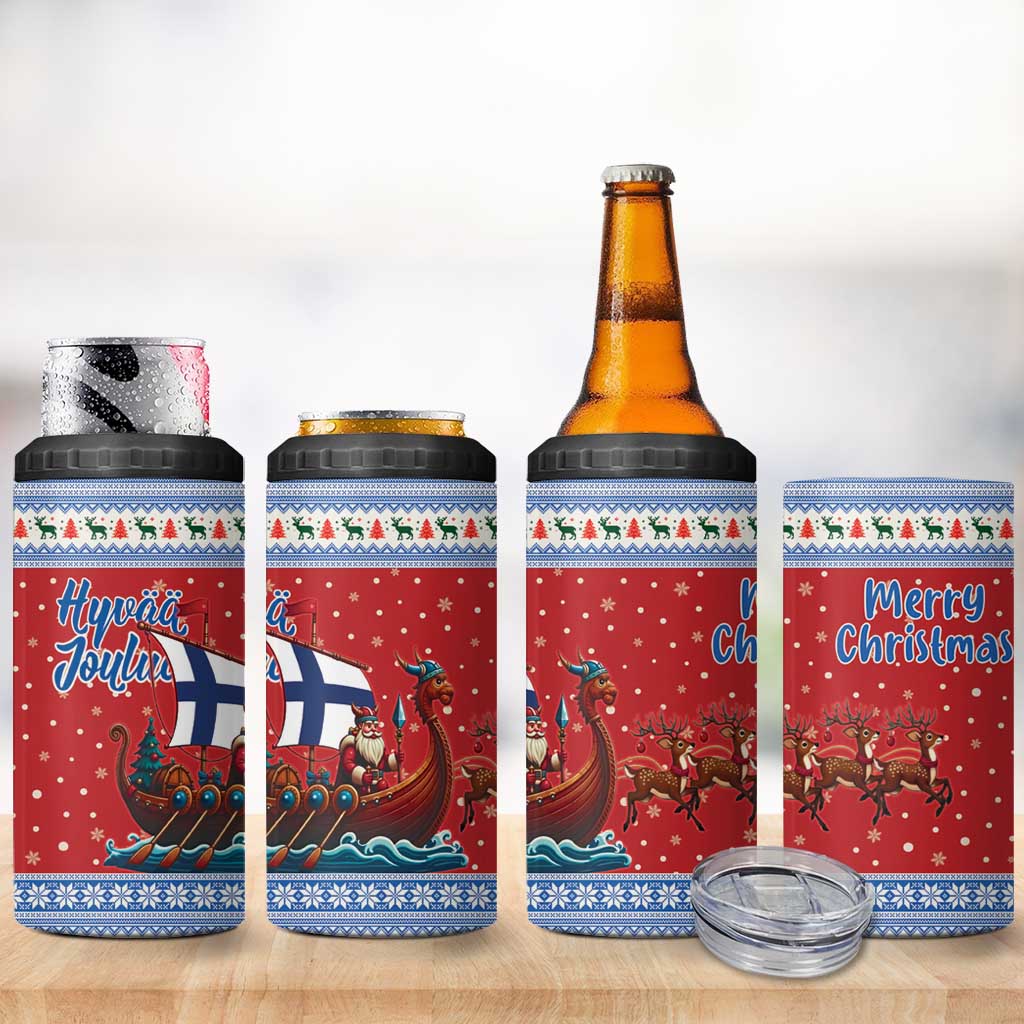 Finland Viking Santa Christmas 4 in 1 Can Cooler Tumbler Funny Reindeer Norse Xmas - Wonder Print Shop