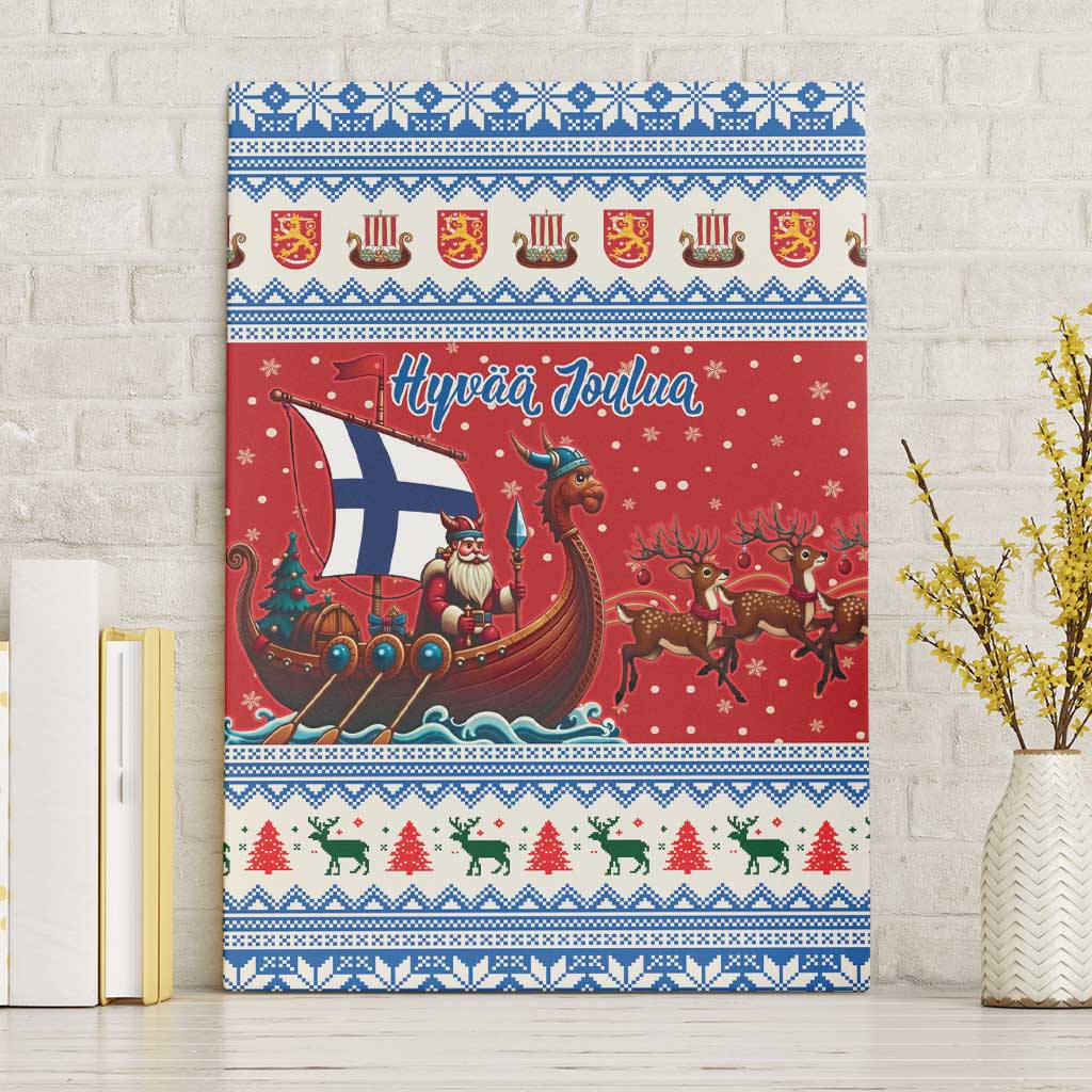 Finland Viking Santa Christmas Canvas Wall Art Funny Reindeer Norse Xmas - Wonder Print Shop