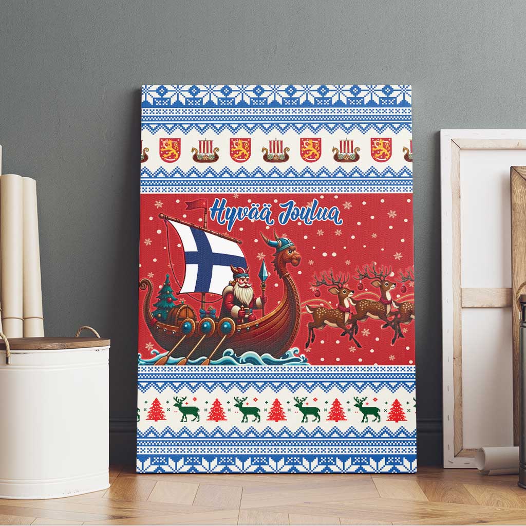 Finland Viking Santa Christmas Canvas Wall Art Funny Reindeer Norse Xmas - Wonder Print Shop