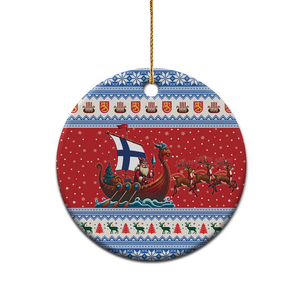 Finland Viking Santa Christmas Ceramic Ornament Funny Reindeer Norse Xmas - Wonder Print Shop