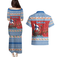 Finland Viking Santa Christmas Couples Matching Puletasi and Hawaiian Shirt Funny Reindeer Norse Xmas - Wonder Print Shop