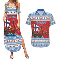 Finland Viking Santa Christmas Couples Matching Summer Maxi Dress and Hawaiian Shirt Funny Reindeer Norse Xmas - Wonder Print Shop