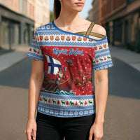 Finland Viking Santa Christmas Cross Shoulder Shirt Funny Reindeer Norse Xmas - Wonder Print Shop