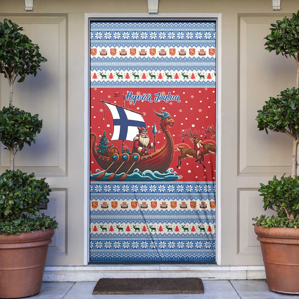 Finland Viking Santa Christmas Door Cover Funny Reindeer Norse Xmas - Wonder Print Shop