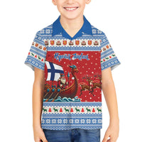 Finland Viking Santa Christmas Family Matching Off The Shoulder Long Sleeve Dress and Hawaiian Shirt Funny Reindeer Norse Xmas - Wonder Print Shop