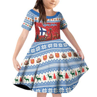 Finland Viking Santa Christmas Family Matching Off Shoulder Short Dress and Hawaiian Shirt Funny Reindeer Norse Xmas - Wonder Print Shop