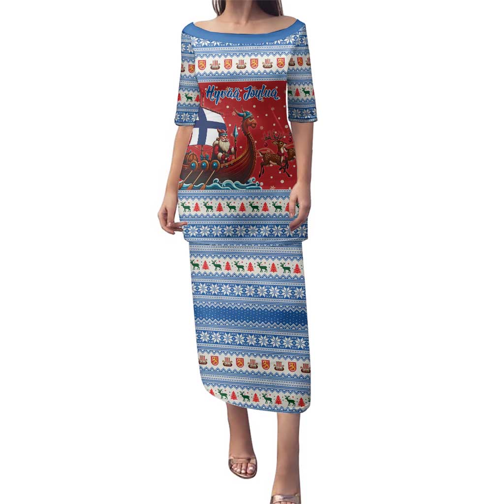 Finland Viking Santa Christmas Family Matching Puletasi and Hawaiian Shirt Funny Reindeer Norse Xmas - Wonder Print Shop