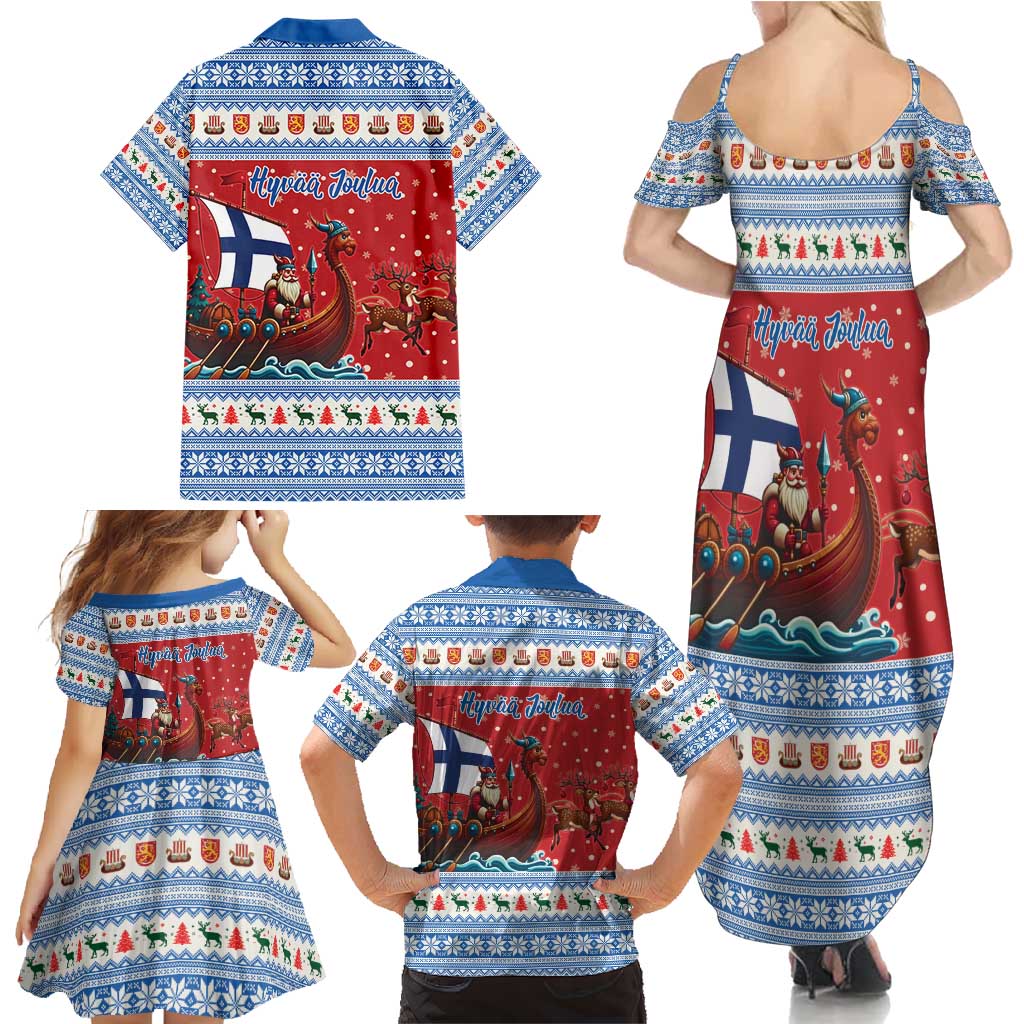 Finland Viking Santa Christmas Family Matching Summer Maxi Dress and Hawaiian Shirt Funny Reindeer Norse Xmas - Wonder Print Shop