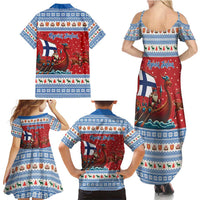 Finland Viking Santa Christmas Family Matching Summer Maxi Dress and Hawaiian Shirt Funny Reindeer Norse Xmas - Wonder Print Shop