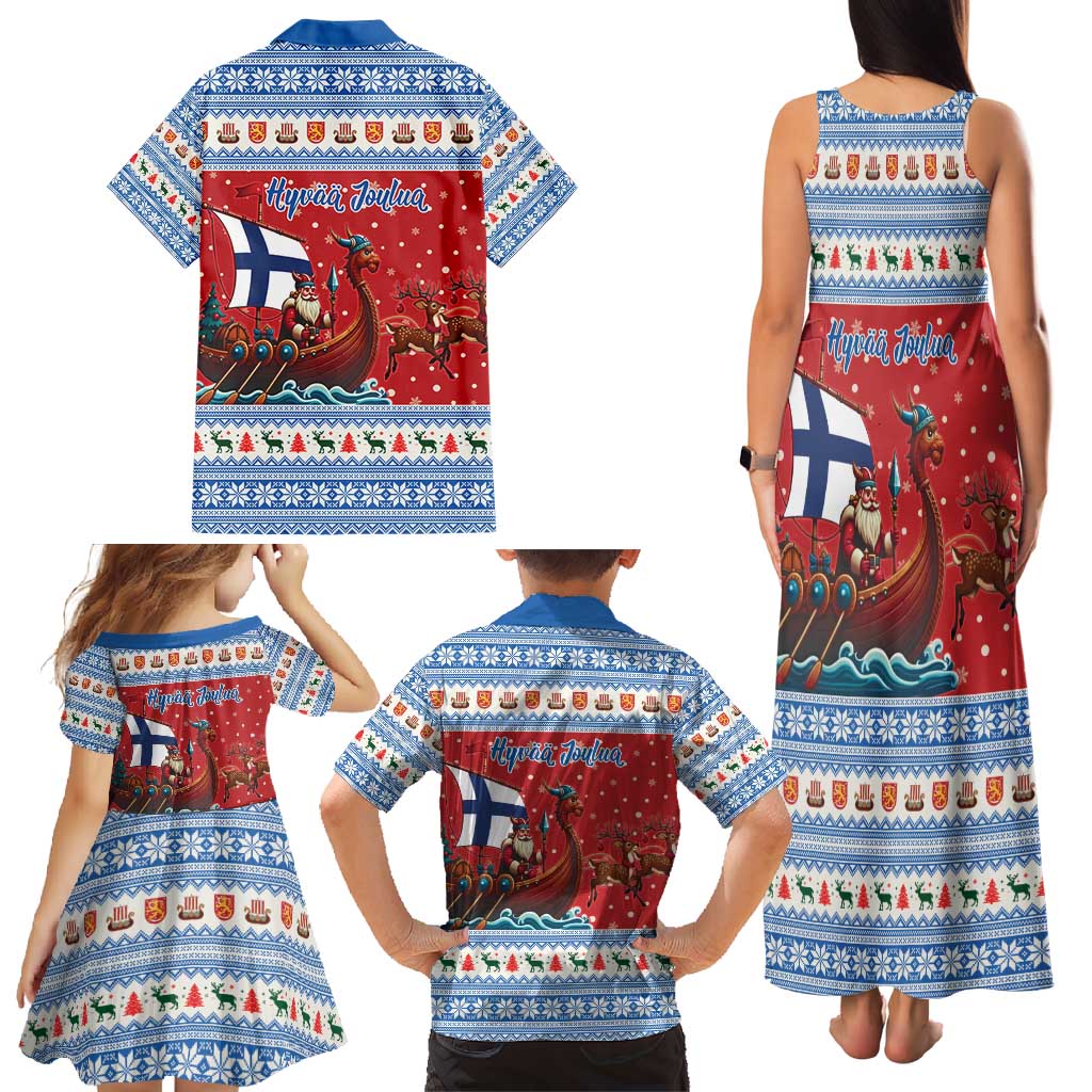 Finland Viking Santa Christmas Family Matching Tank Maxi Dress and Hawaiian Shirt Funny Reindeer Norse Xmas - Wonder Print Shop