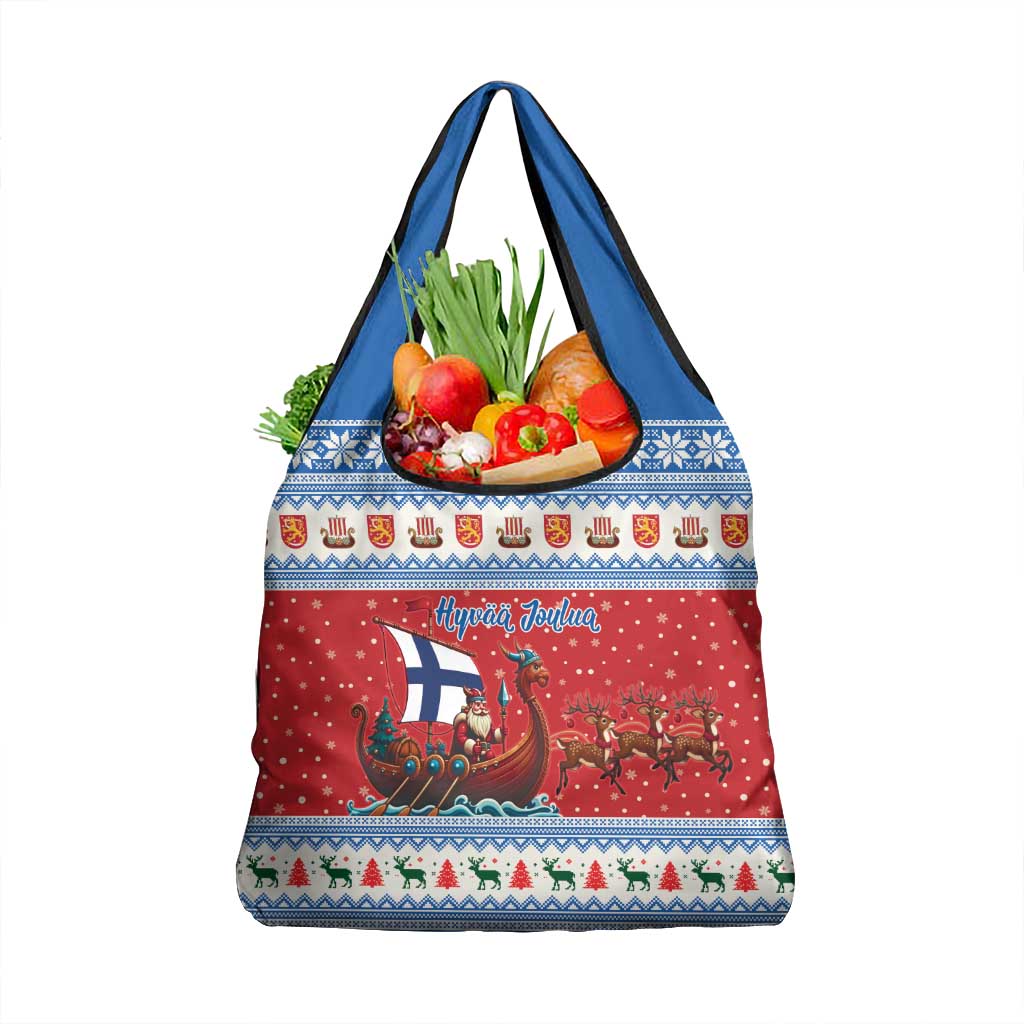 Finland Viking Santa Christmas Grocery Bag Funny Reindeer Norse Xmas - Wonder Print Shop