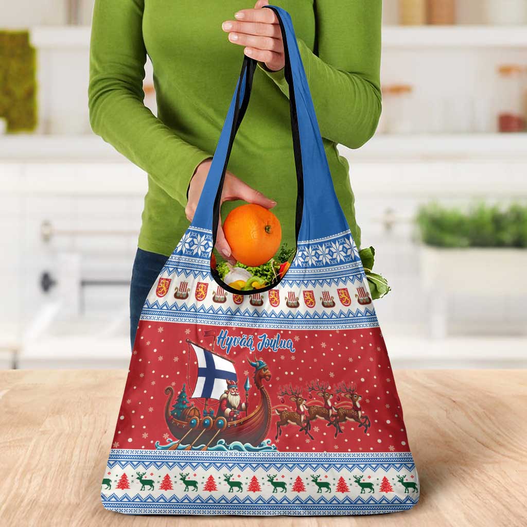 Finland Viking Santa Christmas Grocery Bag Funny Reindeer Norse Xmas - Wonder Print Shop