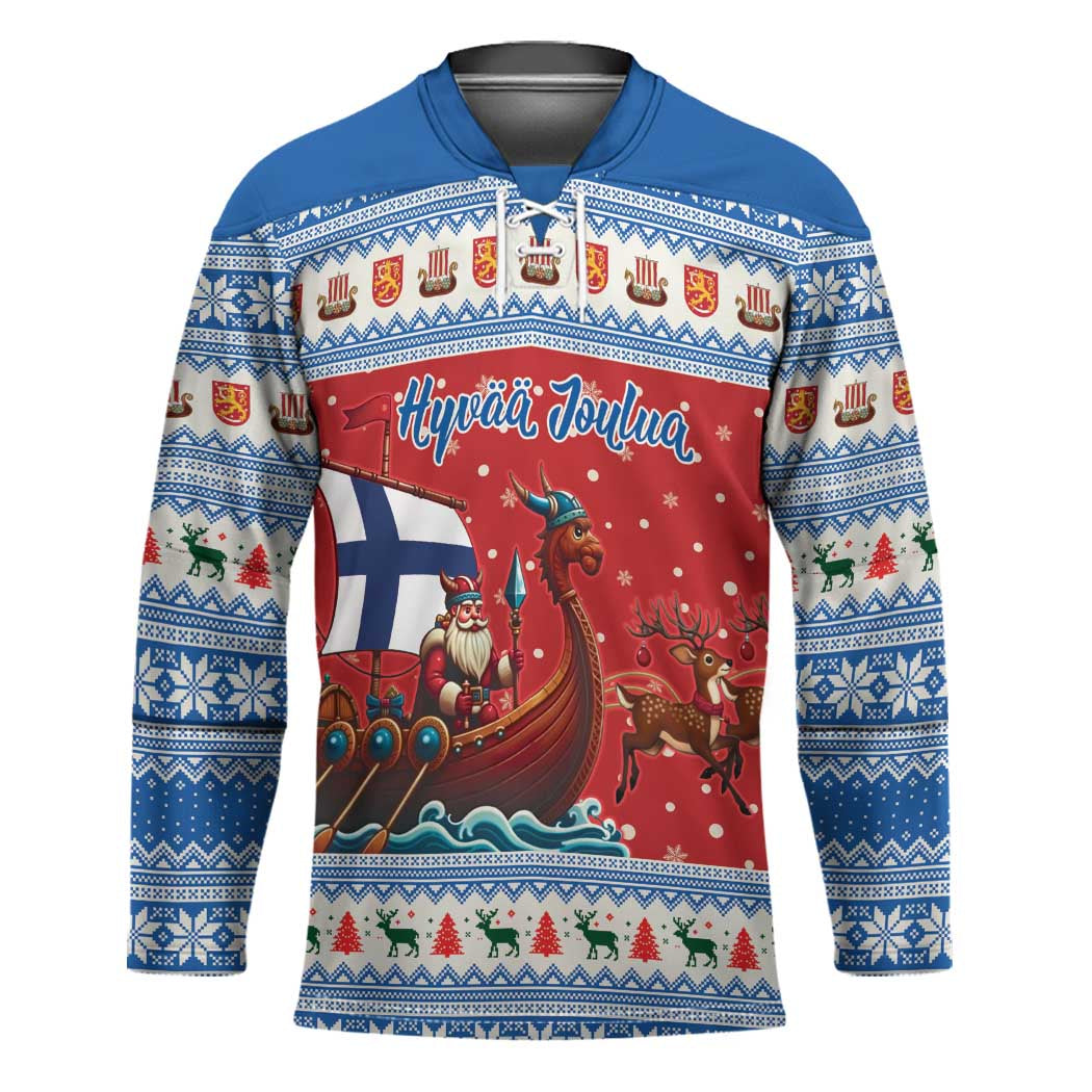 Finland Viking Santa Christmas Hockey Jersey Funny Reindeer Norse Xmas - Wonder Print Shop